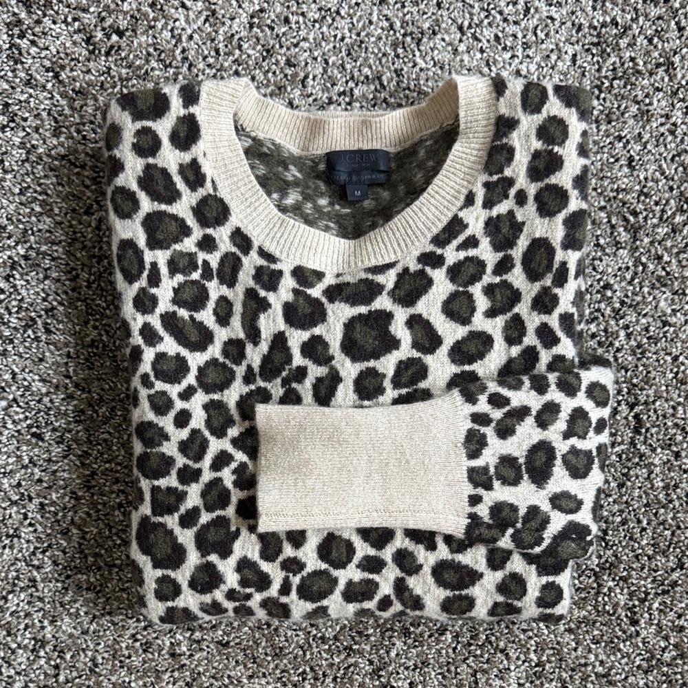 Jcrew Collection cashmere cheetah print sweater